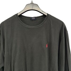 Polo Ralph Lauren Mens XL Pre-Owned Black Long Sleeve Crew Neck T Shirt Red Pony